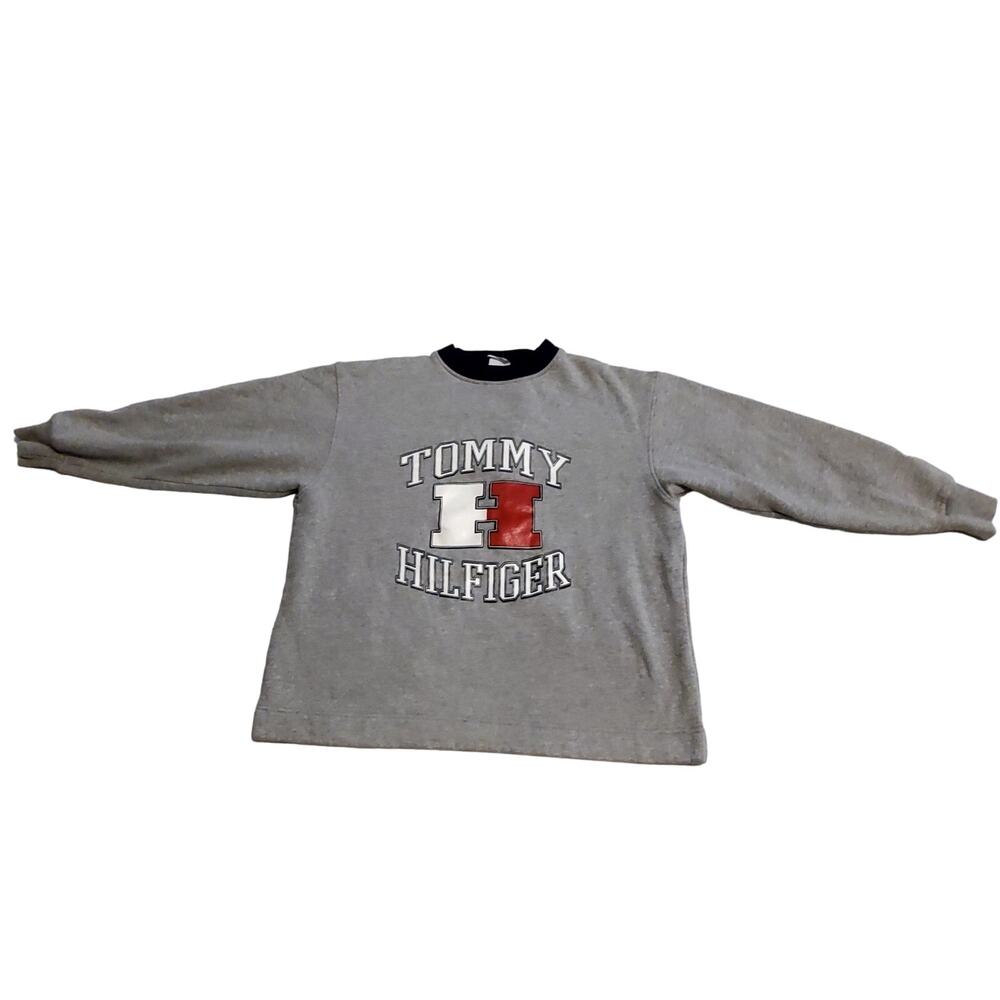 Vtg Tommy Hilfiger Sweater Spell Out Logo Big H Sz M Pullover Jumper Sweatshirt